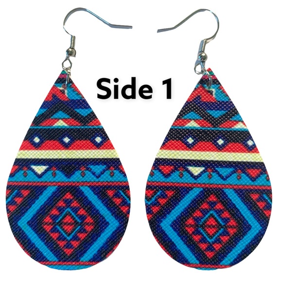 Jewelry - Faux Leather Teardrop Dangle Earrings